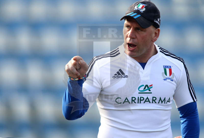 Benevento, 10 gennaio 2014, Nazionale italiana Under 20 v Accademia di Marcoussis, Alessandro Troncon, il tecnico.