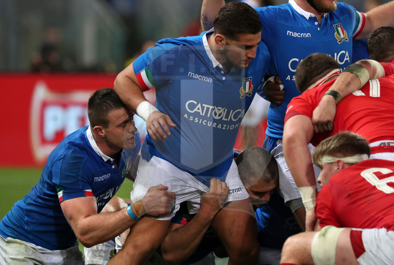 Guinness Sei Nazioni 2019, Round 2, Roma, Stadio Olimpico 09/02/2019, Italia v Galles, Tiziano Pasquali in prima linea. Foto Daniele Resini/Fotosportit