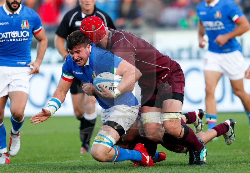 Cattolica Test Match 2018, Firenze, stadio Artemio Franchi 10/11/2018, Italia v Gorgia, Sebastian Negri portato a terra. Foto Daniele Resini/Fotosportit