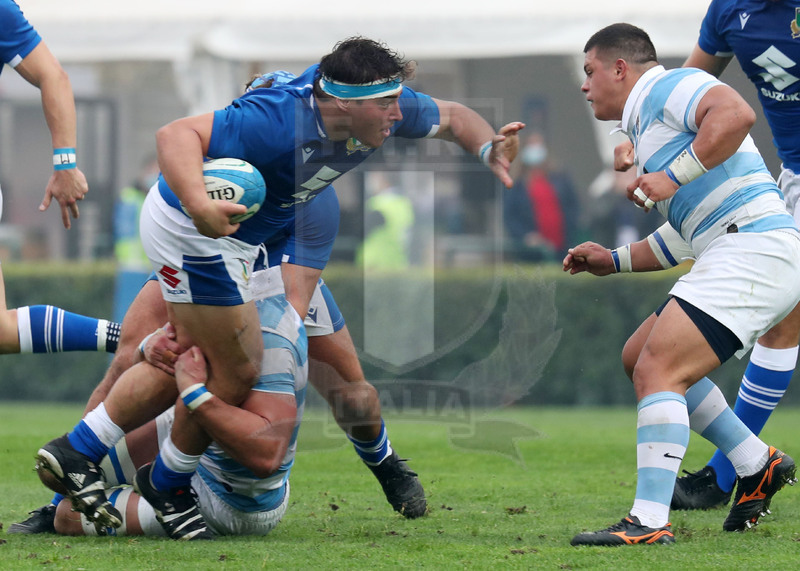 Autumn Nations Series 2021, Treviso, stadio di Monigo 13/11/2021, Italia v Argentina, Ivan Nemer fronteggiato da Thomas Gallo. Foto Daniele Resini/Fotosportit
