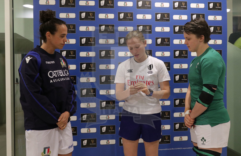 Guinness Sei Nazioni 2019 Donne, Round 3, Parma, Stadio Lanfranchi, 23/02/2019, Italia Donne v Irlanda Donne. Le fasi del sorteggio. A sinistra dell\
