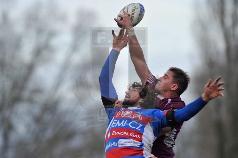 Finale Trofeo Eccellenza, Rovigo, stadio Battaglini 8-02-2014, Rovigo v FiammeOro. Jeff Montauriol in tocche