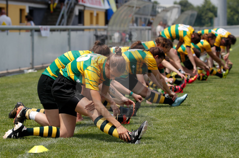 Finali Trofeo Interregionale U16 e Coppa Italia Femminile Seniores Femminile "Trofeo Rebecca Braglia", Calvisano (BS), Pata Stadium, 2-3 Giugno 2018. Le ragazze del Montebelluna prima dell\