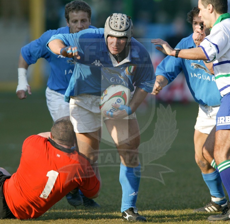 Sei Nazioni 2003, Roma, Stadio Flaminio 2003/02/15, Italia v Galles, Carlo Festuccia si avvia in meta.