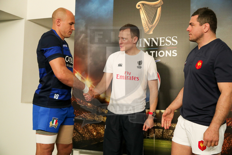 Guinness Sei Nazioni 2019, Round 5, Roma, Stadio Olimpico, 16/03/2019, Italia v Francia. Sergio Parisse durante il sorteggio con l\