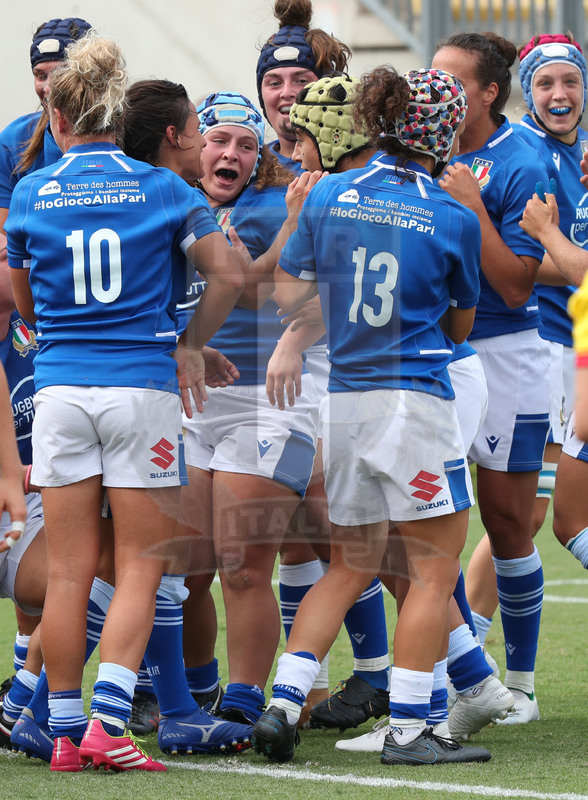 Rugby World Cup 2021 Women, Qualifier, Parma, stadio Lanfranchi 25/09/2021, Italia Donne v Spagna Donne, festa per la meta di Lucia Gai. Foto Daniele Resini/Fotosportit