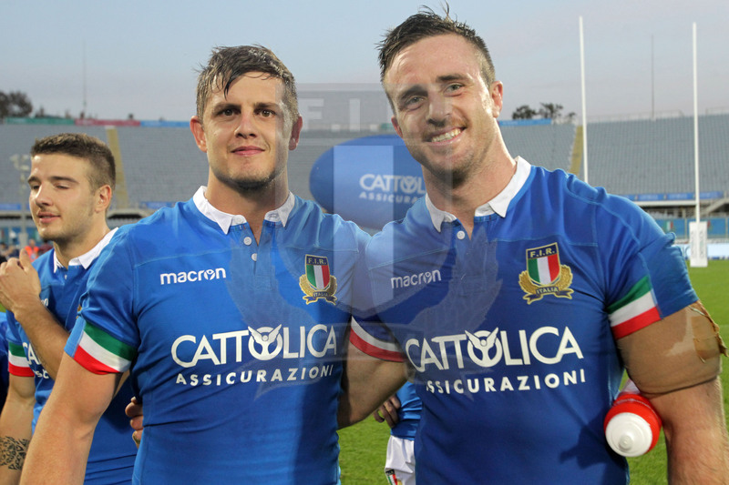 Cattolica Test Match 2018, Firenze, stadio Artemio Franchi 10/11/2018, Italia v Gorgia, festeggiamenti a fine match: Meyer e Steyn. Foto Daniele Resini/Fotosportit