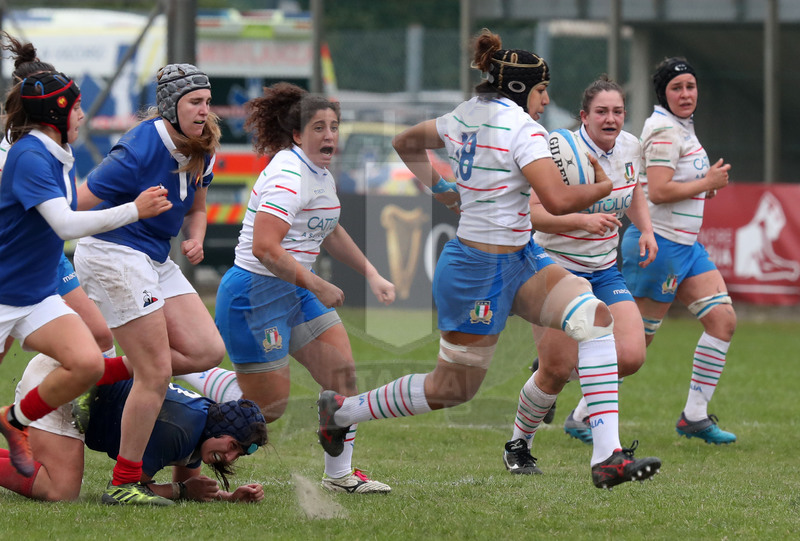 Guinness Sei Nazioni 2019 Donne, Padova, stadio Plebiscito 17/03/2017, Italia Donne v Francia Donne, un break di Sara Tounesi. Foto Daniele Resini/Fotosportit