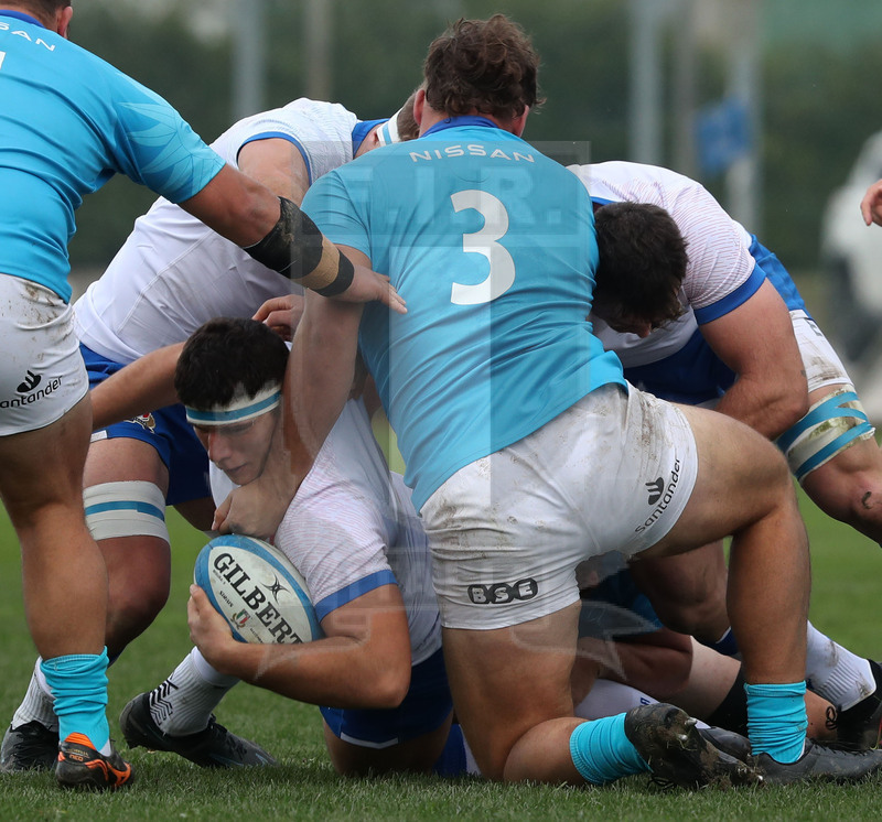 Nazionale A, Test Match 2021, Padova, stadio Plebiscito 14/11/2021, Italia A v Uruguay, Giacomo Nicotera portato a terra. Foto Daniele Resini/Fotosportit