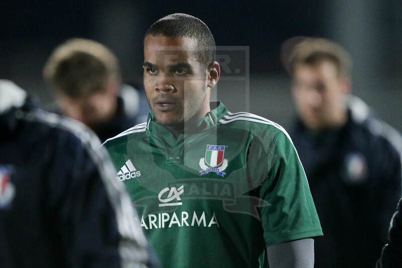 RBS 6 Nazioni U20 2013, Avezzano (AQ), Stadio dei Marsi, 15-03-2013, Italia U20 v Irlanda U20. Maxime Mbandà prima dell\