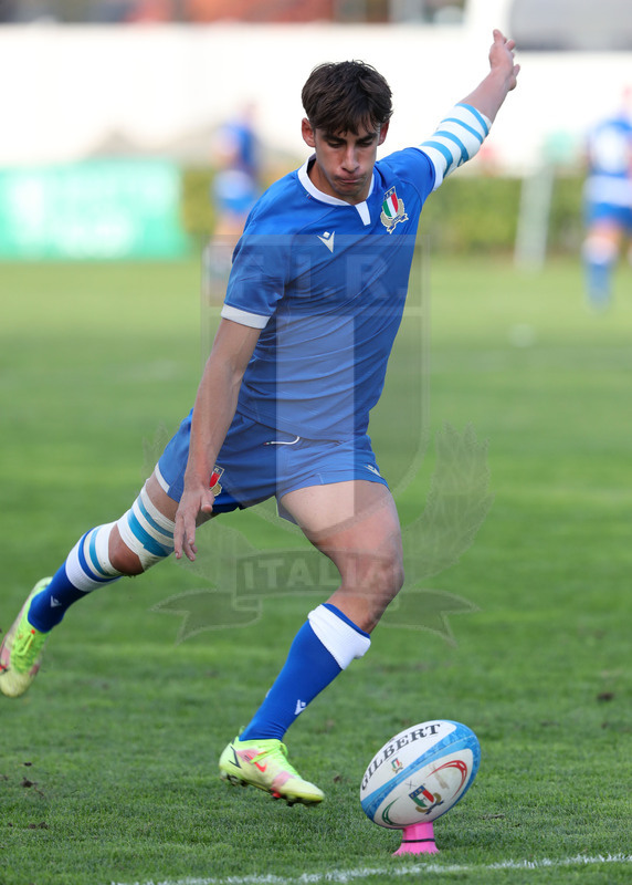 Test match U18, Trviso, stadio di Monigo, Italia U18 v Irlanda U18, Matteo Bianco al piazzato. Foto Daniele Resini/Fotosportit