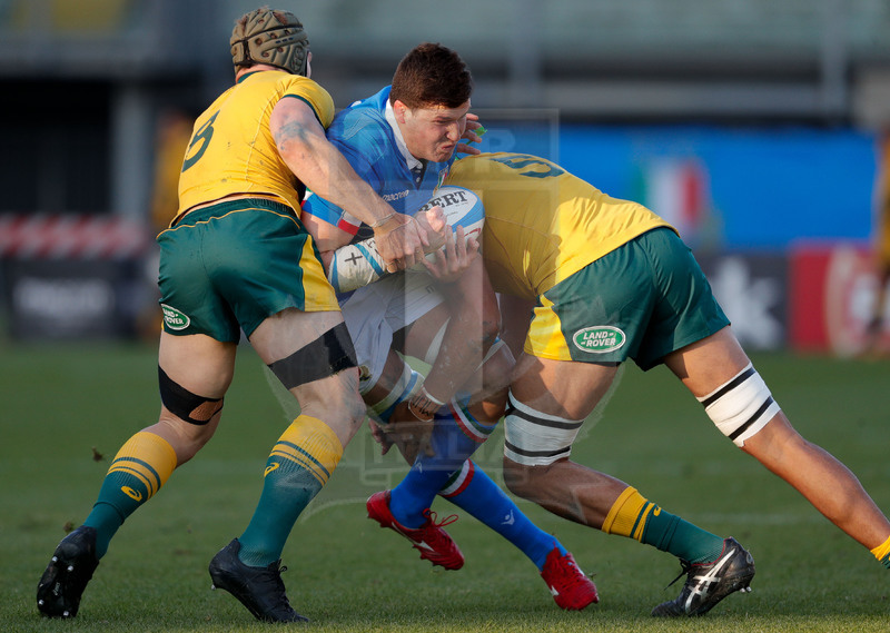 Cattolica Test Match 2018, Padova, Stadio Euganeo, 17-11-2018, Italia v Australia. Una carica di David Pocock e Adam Coleman. Foto: Roberto Bregani / Fotosportit