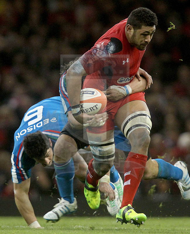 Sei Nazioni 2014, Cardiff. Millennium Stadium, 01/02/2014. Galles v Italia, Toby Faletau. Foto Daniele Resini/Fotosportit