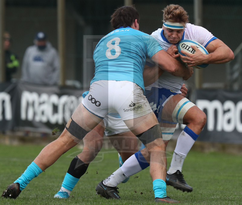 Nazionale A, Test Match 2021, Padova, stadio Plebiscito 14/11/2021, Italia A v Uruguay, Lorenzo Cannone fermato. Foto Daniele Resini/Fotosportit