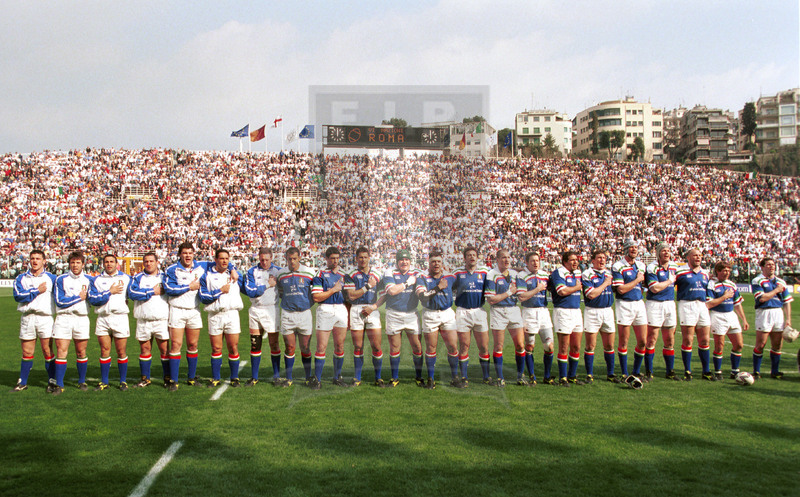 Lloyds TSB Sei Nazioni 2000, Round 4, Roma, stadio Flaminio 18/03/2000, Italia v Inghilterra, gli Azzurri schierati all\