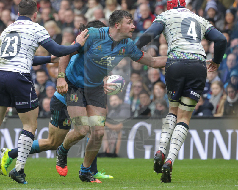 RBS Sei Nazioni 2017, Edimburgo, Murrayfield stadium 18/03/2017, Scozia v Italia,Ostruzione di George Biagi. Foto Daniele Resini/Fotosportit
