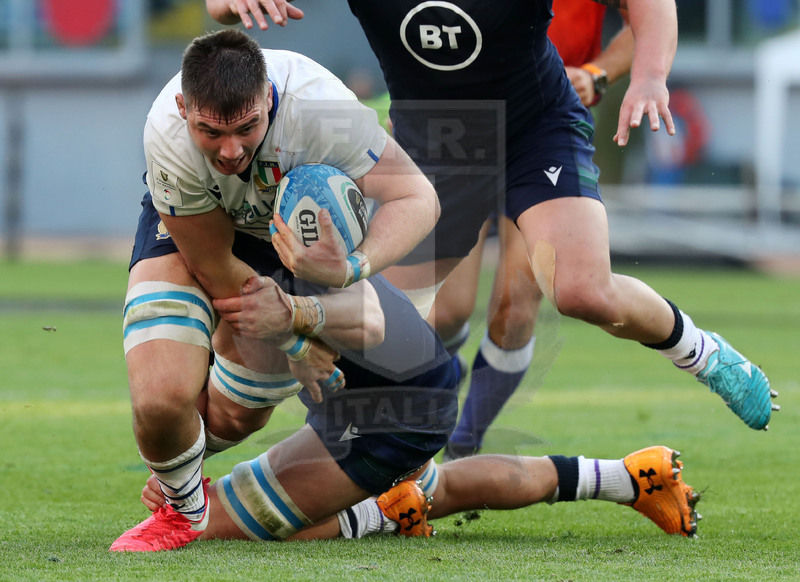 Guinness Sei Nazioni 2020, Round 3, Roma, Stadio Olimpico 22/02/2020, Italia v Scozia, Jake Polledri non passa. Foto Daniele Resini/Fotosportit.