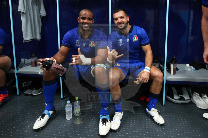 Rugby World Cup 2019 Giappone, Fukuoka, Fukuoka Hakatanomori Stadium 25/09/2019, Italia v Canada, Maxime Mbandà e Guglielmo Palazzani. Foto Giuseppe “Pino” Fama