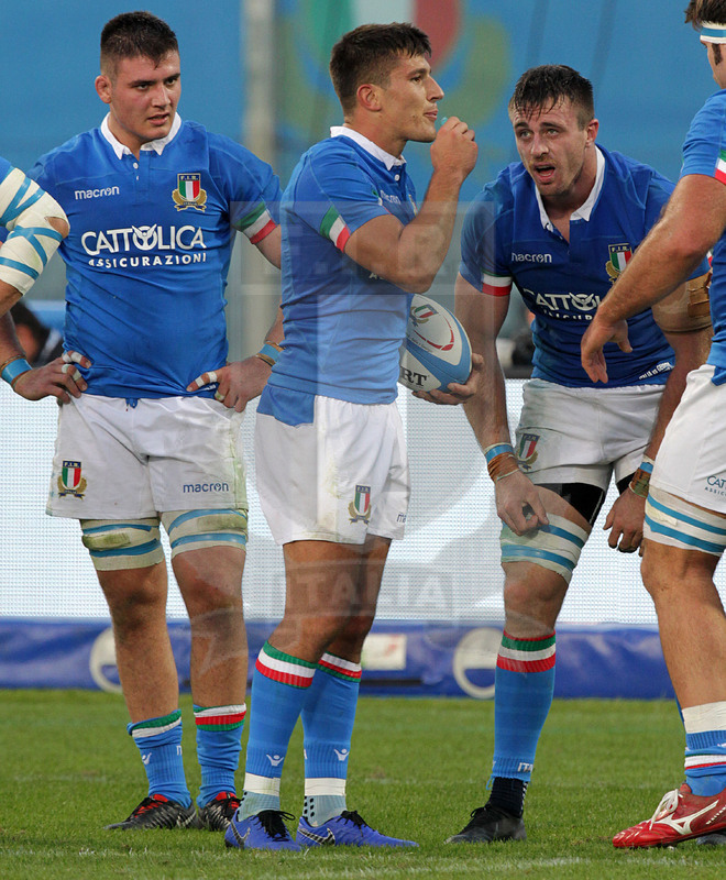 Cattolica Test Match 2018, Firenze, stadio Artemio Franchi 10/11/2018, Italia v Gorgia, Tommaso Allan parla ai compagni allo scadere. Foto Daniele Resini/Fotosportit