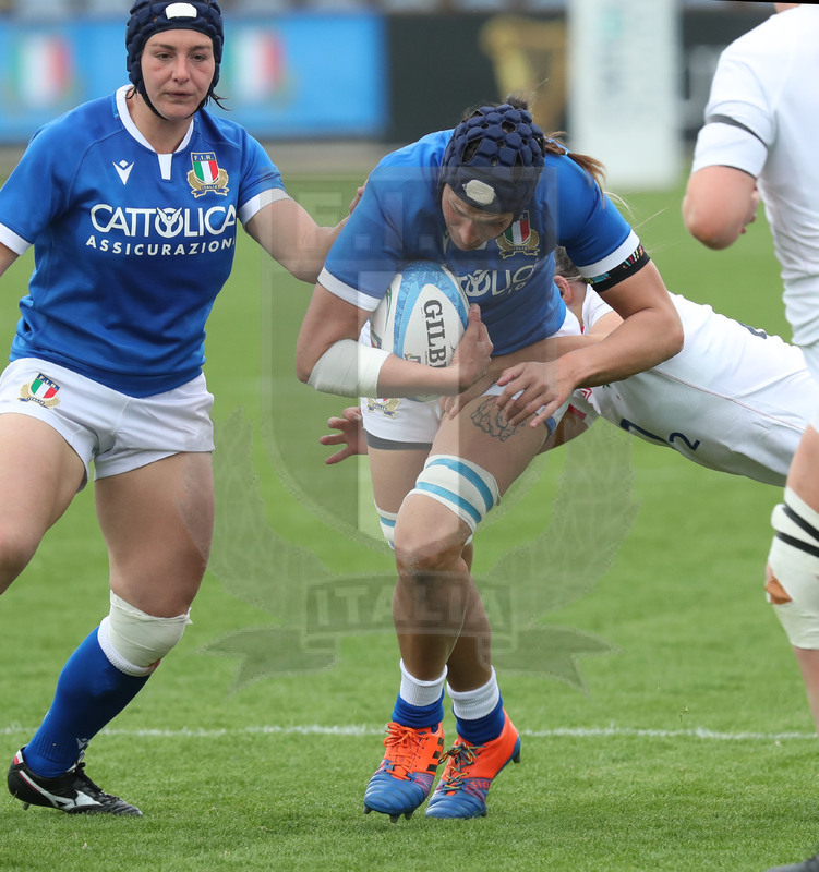 Sei Nazioni Donne 2021, Parma, stadio Lanfranchi 10/04/2021, Italia v Inghilterra, Giordana Duca con Lucia Gai in sostegno. foto Daniele Resini/Fotosportit