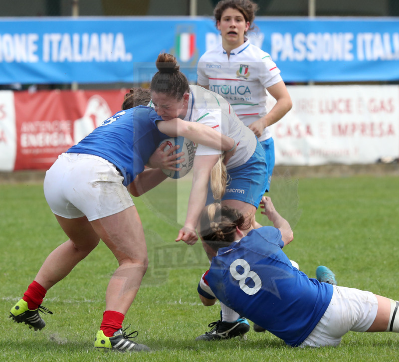 Guinness Sei Nazioni 2019 Donne, Padova, stadio Plebiscito 17/03/2017, Italia Donne v Francia Donne, Lucia Gai placcata alta. Foto Daniele Resini/Fotosportit