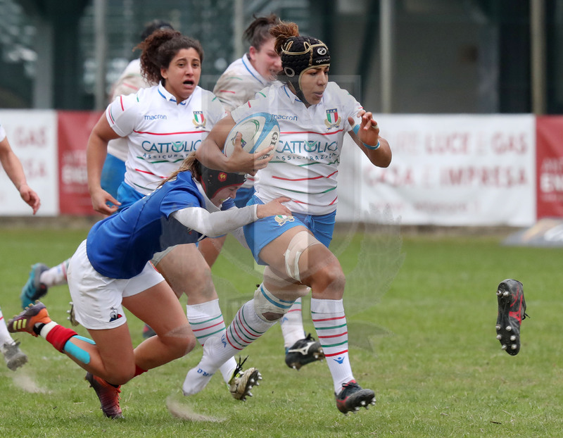 Guinness Sei Nazioni 2019 Donne, Padova, stadio Plebiscito 17/03/2017, Italia Donne v Francia Donne, un break di Sara Tounesi. Foto Daniele Resini/Fotosportit