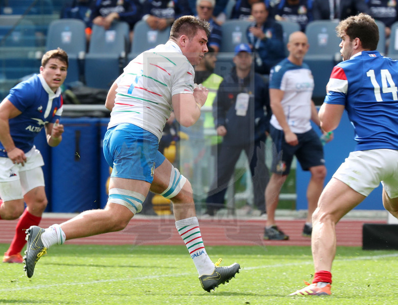 Guinness Sei Nazioni 2019, Round 5, Roma, stadio Olimpico 16/03/2019, Italia v Francia, un break di Jake Polledri. Foto Daniele Resini/Fotosportit