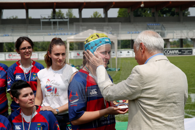Finali Trofeo Interregionale U16 e Coppa Italia Femminile Seniores Femminile "Trofeo Rebecca Braglia", Calvisano (BS), Pata Stadium, 2-3 Giugno 2018. Guglielmo Braglia con la capitana del Parabiago. Foto: Roberto Bregani @ fotosportit