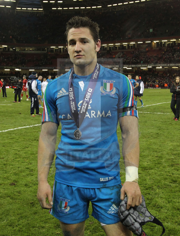 Sei Nazioni 2014, Cardiff. Millennium Stadium, 01/02/2014. Galles v Italia, Michele Campagnaro "man of the match. Foto Daniele Resini/Fotosportit