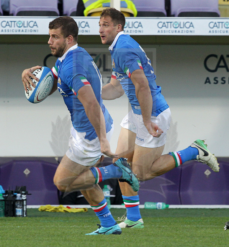 Cattolica Test Match 2018, Firenze, stadio Artemio Franchi 10/11/2018, Italia v Gorgia, Tommaso Castello con Benvenuti in sostegno. Foto Daniele Resini/Fotosportit