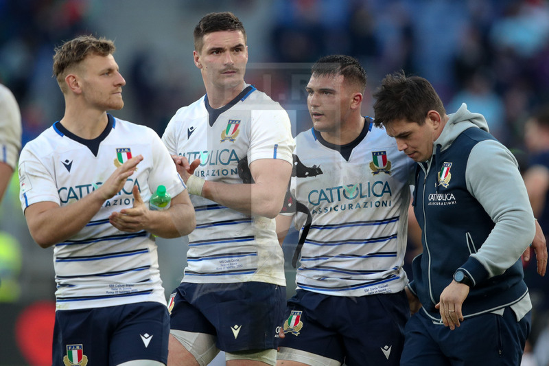 Guinness Sei Nazioni 2020, Round 3, Roma, Stadio Olimpico, 22/02/2020, Italia v Scozia. Callum Braley, Carlo Canna, Giosuè Zilocchi e Oliviero Fabiani. Foto Roberto Bregani/Fotosportit