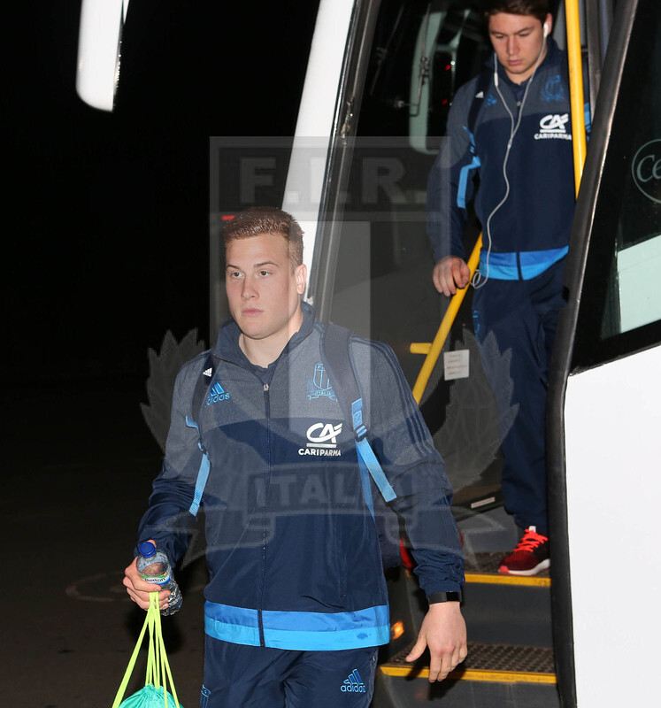 RBS Sei Nazioni 2017, Darlington, Northern Echo Arena 24/02/2017, Inghilterra U20 v Italia U20, l’arrivo della squadra italiana, Andrea bronzini e Massimo Rizzi.