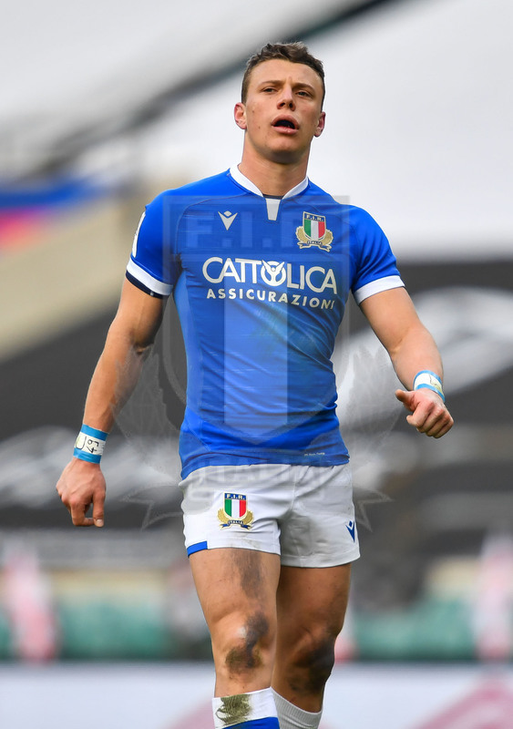 Guinness Sei Nazioni 2021, Round 2, Londra, Twickenham 13/02/2021, Inghilterra v Italia, Paolo Garbisi Foto Graig Thomas/Fotosportit