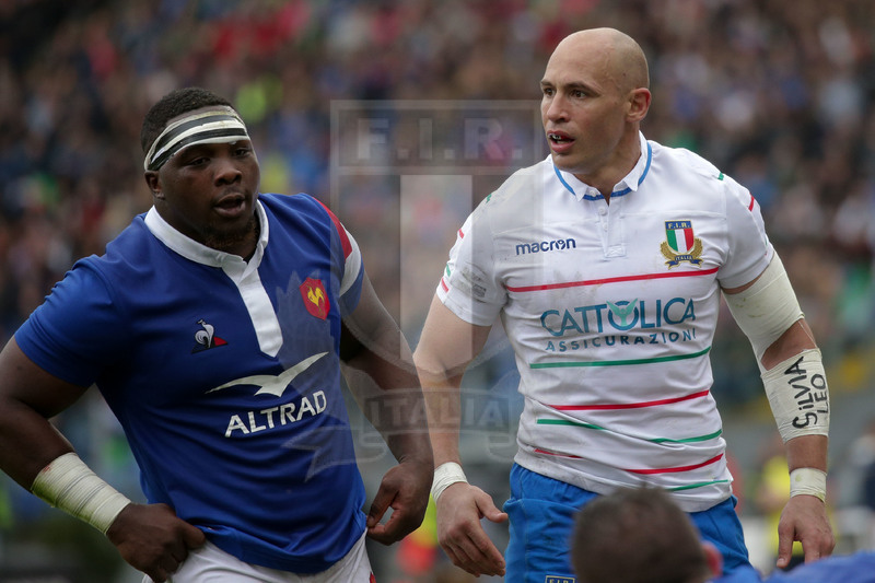 Guinness Sei Nazioni 2019, Round 5, Roma, Stadio Olimpico, 16/03/2019, Italia v Francia. Sergio Parisse e Demba Bamba. Foto Roberto Bregani/Fotosportit