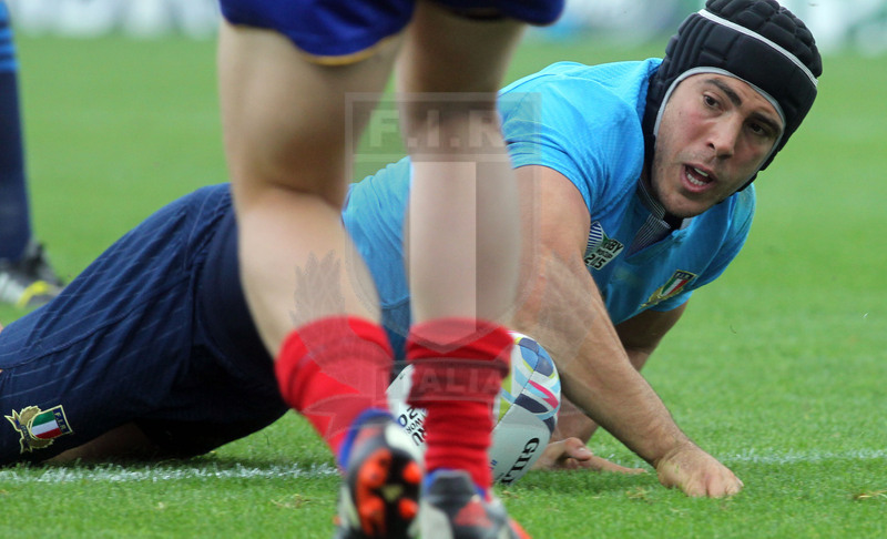 Rugby World Cup 2015, Pool D, Exeter 11/10/2015, Italia v Romania, Edoardo Gori in meta. Foto Daniele Resini/Fotosportit