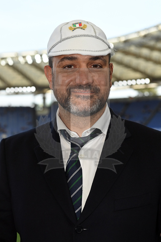 ROME, ITALY - MARCH 12: Marco Bortolami poses wearing his 100th test cap before the Guinness Six Nations Rugby match between Italy and Scotland at Stadio Olimpico on March 12, 2022 in Rome, Italy. (Photo by Tullio Puglia - Federugby/Getty Images)
