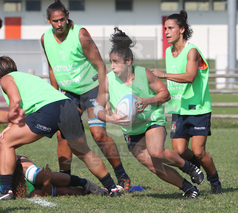Raduno Nazionale Italiana Donne, Parma, Cittadella del Rugby 13/09/2020, Lucia Cammarano con Girdana Duca e Sara Barattin. Foto Daniele Resini/Fotosportit