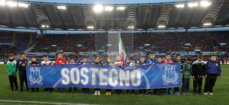 Guinness Sei Nazioni 2019, Round 2, Roma, Stadio Olimpico 09/02/2019, Italia v Galles, la cerimonia degli inni. Foto Daniele Resini/Fotosportit
