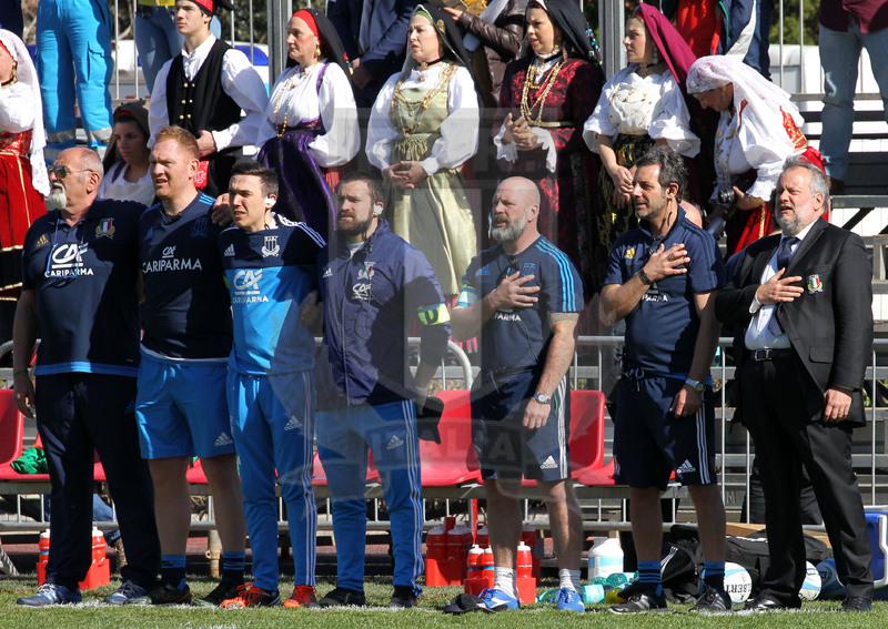 RBS Sei Nazioni 2017, Capoterra (Cagliari), stadio Santa Rosa 10/03/2017, Italia U20 v Francia U20, lo staff azzurro all\