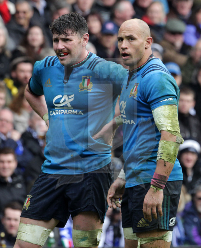 RBS Sei Nazioni 2017, Edimburgo, Murrayfield stadium 18/03/2017, Scozia v Italia, George Biagi e Sergio Parisse. Foto Daniele Resini/Fotosportit
