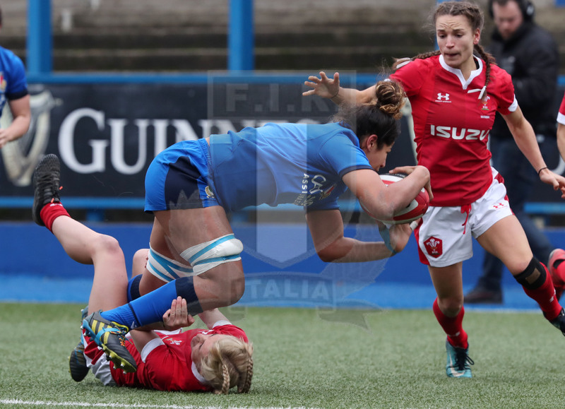 Guinness Sei Nazioni Donne 2020, Cardiff, Arms Park 02/02/2020 Galles Donne v Italia Donne, Silvia Turani presa da terra. Foto Daniele Resini/Fotosportit