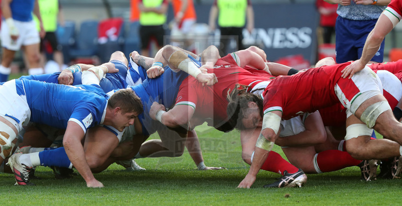 Guinness Sei Nazioni 2021, Round 4, Roma, stadio Olimpico 13/03/2021, Italia v Galles, confronto fra le mischie. Foto Daniele Resini/Fotosportit