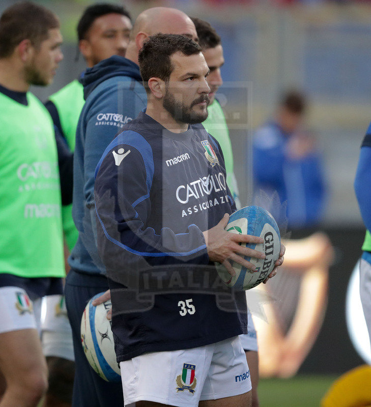 Guinness Sei Nazioni 2016, Round 2, Roma, Stadio Olimpico, 9/02/2019, Italia v Galles. Guglielmo Palazzani durante il warm-up. Foto Roberto Bregani/Fotosportit.