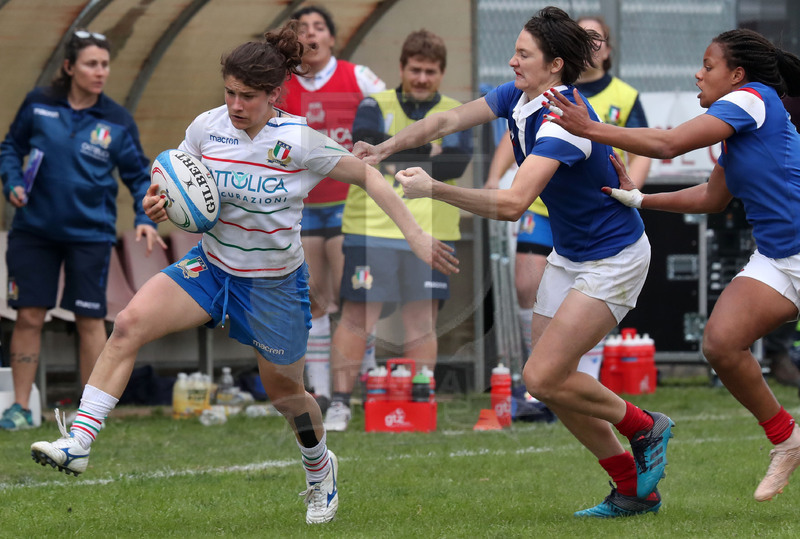 Guinness Sei Nazioni 2019 Donne, Padova, stadio Plebiscito 17/03/2017, Italia Donne v Francia Donne, un break di Aura Muzzo. Foto Daniele Resini/Fotosportit