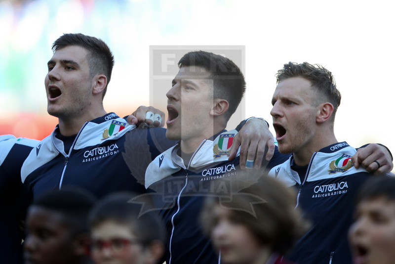 Guinness Sei Nazioni 2020, Round 3, Roma, Stadio Olimpico, 22/02/2020, Italia v Scozia. Callum Braley, Tommaso Allan e Jack Polledri. Foto Roberto Bregani/Fotosportit