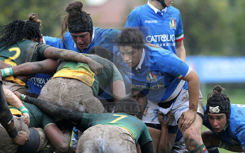 Cattolica Test Match Donne, Prato, stadio Chersoni 25/11/2018, Italia Donne v Sudafrica Donne, la prima linea azzurra con Melissa Bettoni, al centro, e Gaia Giacomoli. In terza, Ilaria Arrighetti. Foto Daniele Resini/Fotosportit
