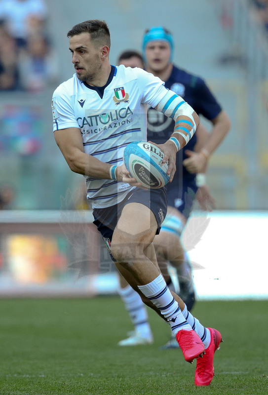 Guinness Sei Nazioni 2020, Round 3, Roma, Stadio Olimpico, 22/02/2020, Italia v Scozia. Una fuga nello spazio di Mattia Bellini. Foto Roberto Bregani/Fotosportit