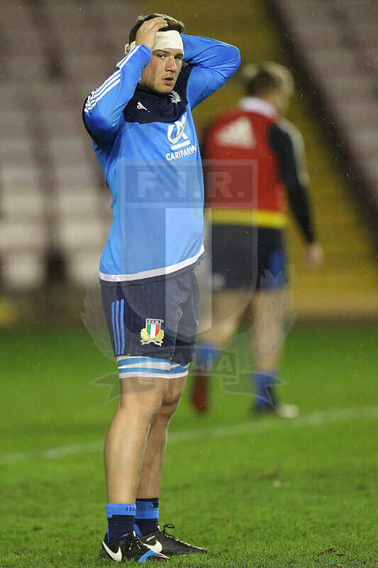 RBS Sei Nazioni 2017, Darlington, Northern Echo Arena 24/02/2017, Inghilterra U20 v Italia U20, il warm up prima del match, Jacopo Bianchi.