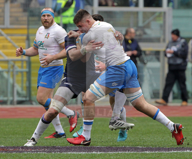 Natwest Sei Nazioni 2018, round 5, Roma stadio Olimpico 17/03/2018, Italia v Scozia, break di Jack Polledri. Foto Daniele Resini/Fotosportit