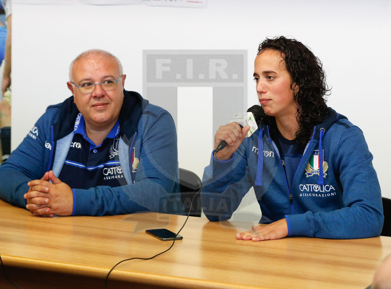 Test Match Donne Novembre 2018, Calvisano (BS), Pata Stadium, 4-11-2018, Italia Femminile v Scozia Femminile. Andrea Di Giandomenico e Emanuela Furlan durante la Conferenza Stampa a fine gara. Foto: Roberto Bregani/Fotosportit
